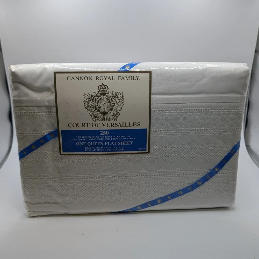 Cannon Royal Family Court‎ of Versailles Queen Flat Sheet White Diamant 250TC